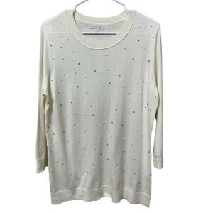 New York & Company NEW Women’s Sweater Sz XL Cream With Pearls Elegant Soft